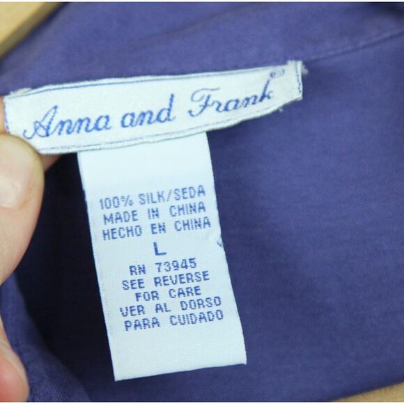 Vintage Women's Large Silk Blouse Flap Pocket Minimal Officecore Luxury 90s FLAW - Picture 5 of 8